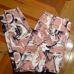 Women's XL Live Well Pink/Grey/white Marble Leggings